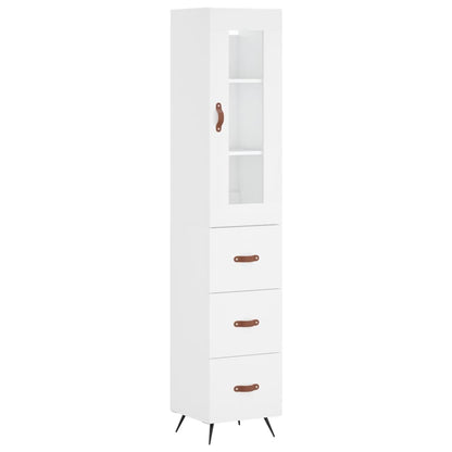 Highboard White 34.5x34x180 cm Engineered Wood