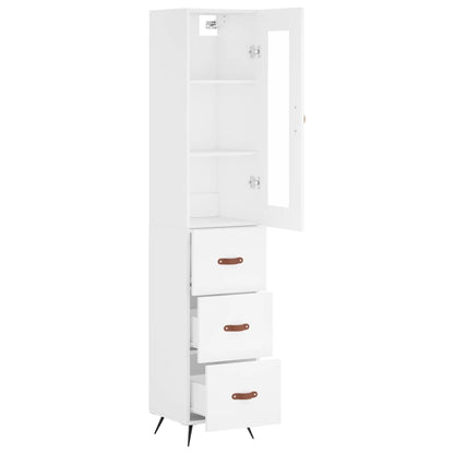 Highboard White 34.5x34x180 cm Engineered Wood