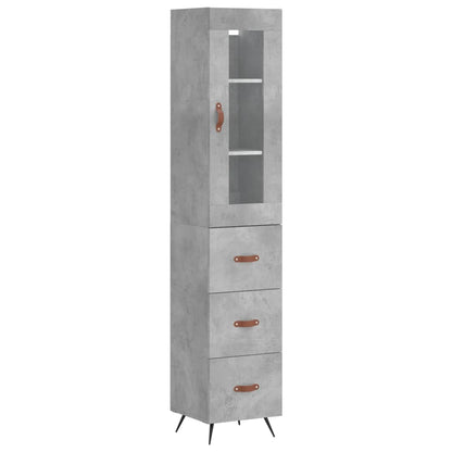 Highboard Concrete Grey 34.5x34x180 cm Engineered Wood