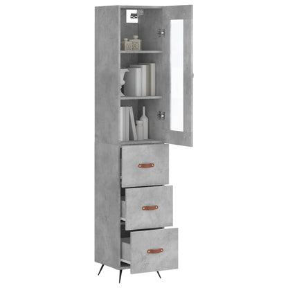 Highboard Concrete Grey 34.5x34x180 cm Engineered Wood