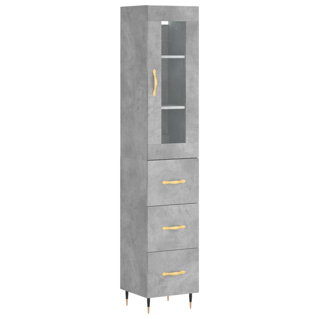 Highboard Concrete Grey 34.5x34x180 cm Engineered Wood