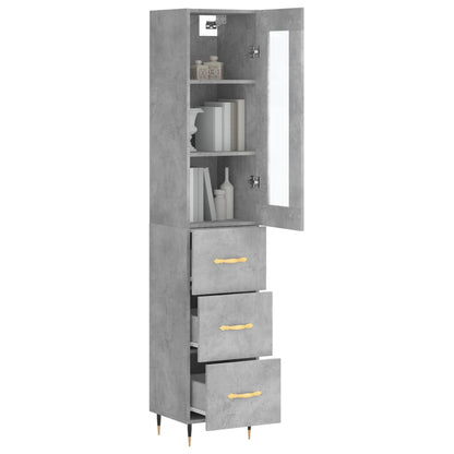 Highboard Concrete Grey 34.5x34x180 cm Engineered Wood