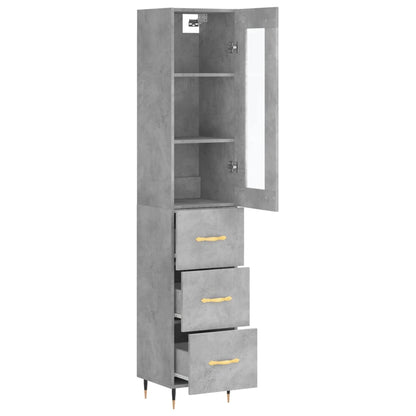 Highboard Concrete Grey 34.5x34x180 cm Engineered Wood