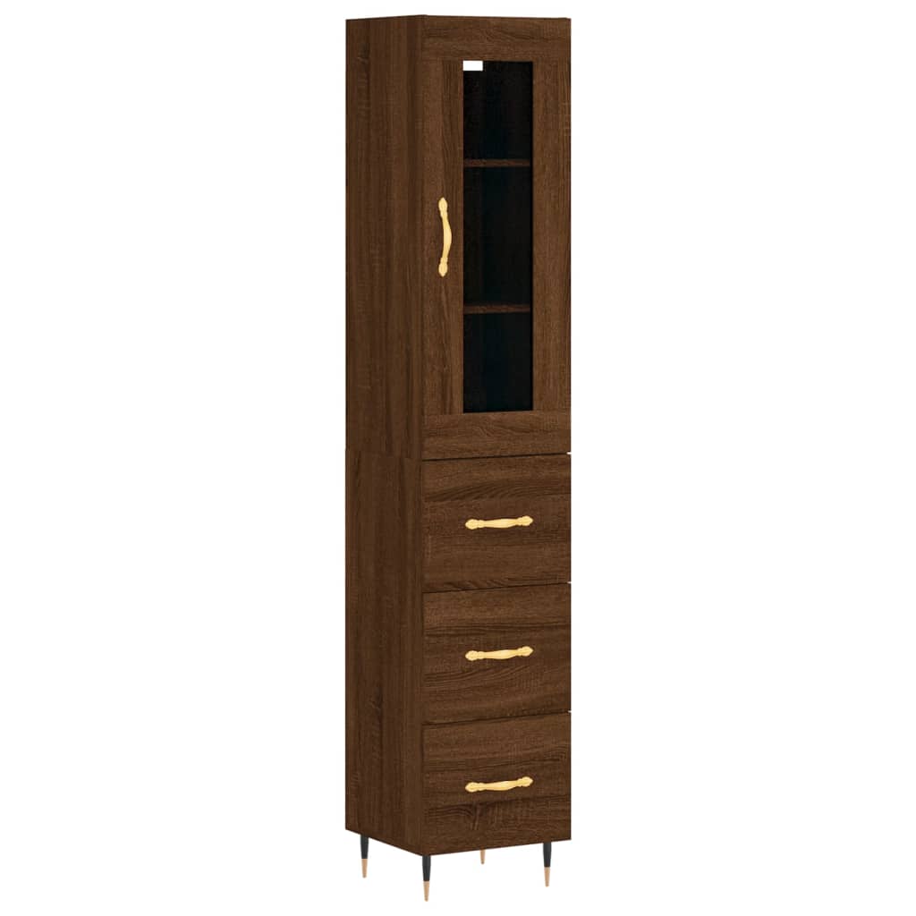 Highboard Brown Oak 34.5x34x180 cm Engineered Wood