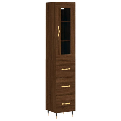 Highboard Brown Oak 34.5x34x180 cm Engineered Wood