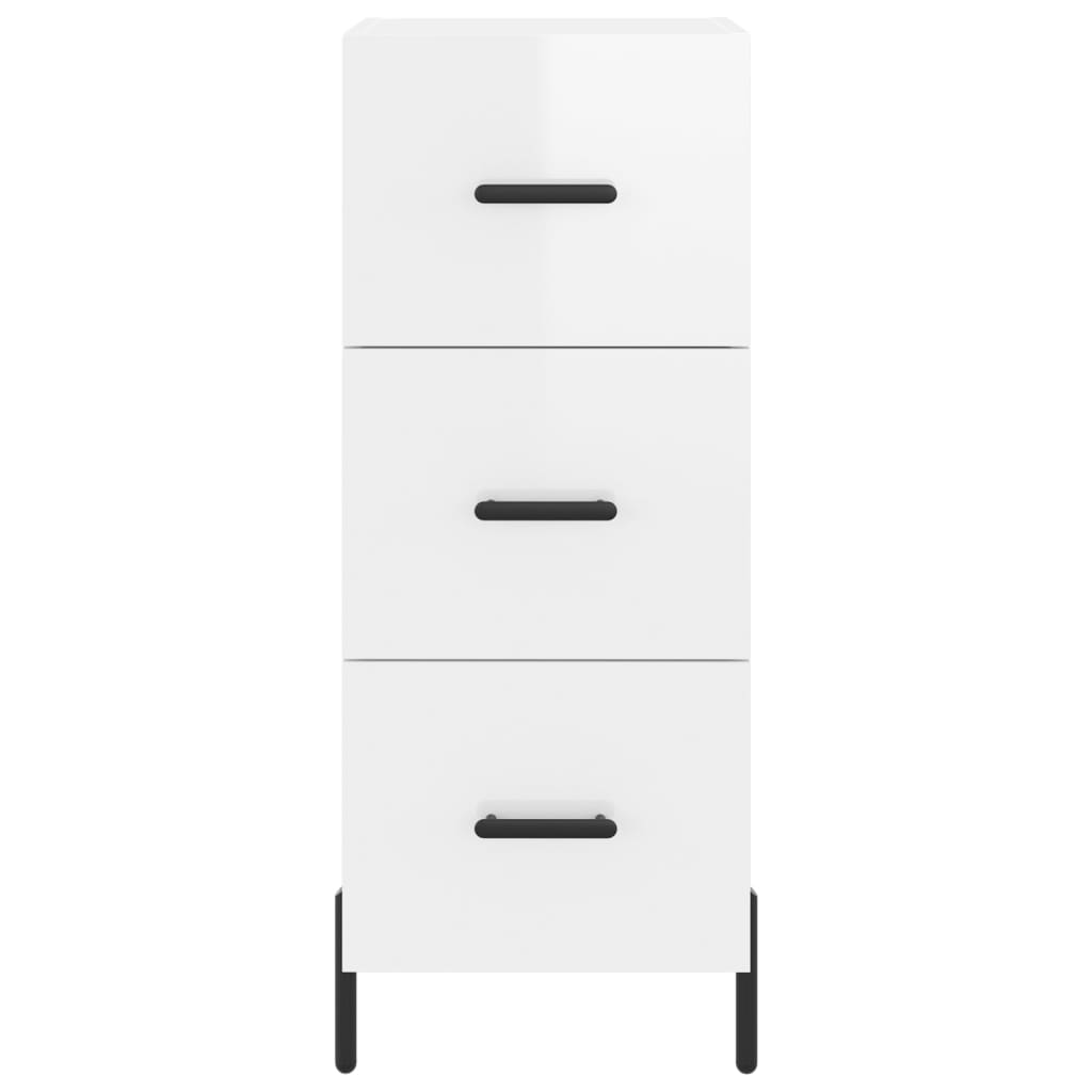 Highboard High Gloss White 34.5x34x180 cm Engineered Wood