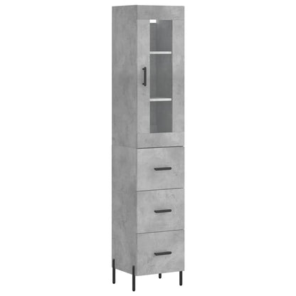 Highboard Concrete Grey 34.5x34x180 cm Engineered Wood