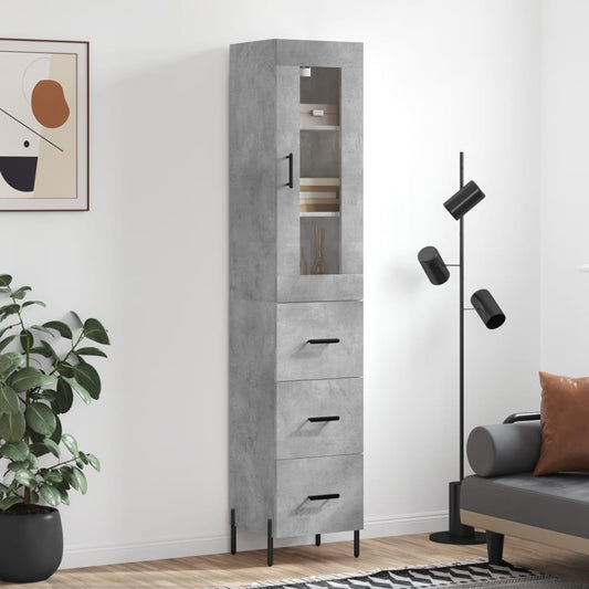 Highboard Concrete Grey 34.5x34x180 cm Engineered Wood