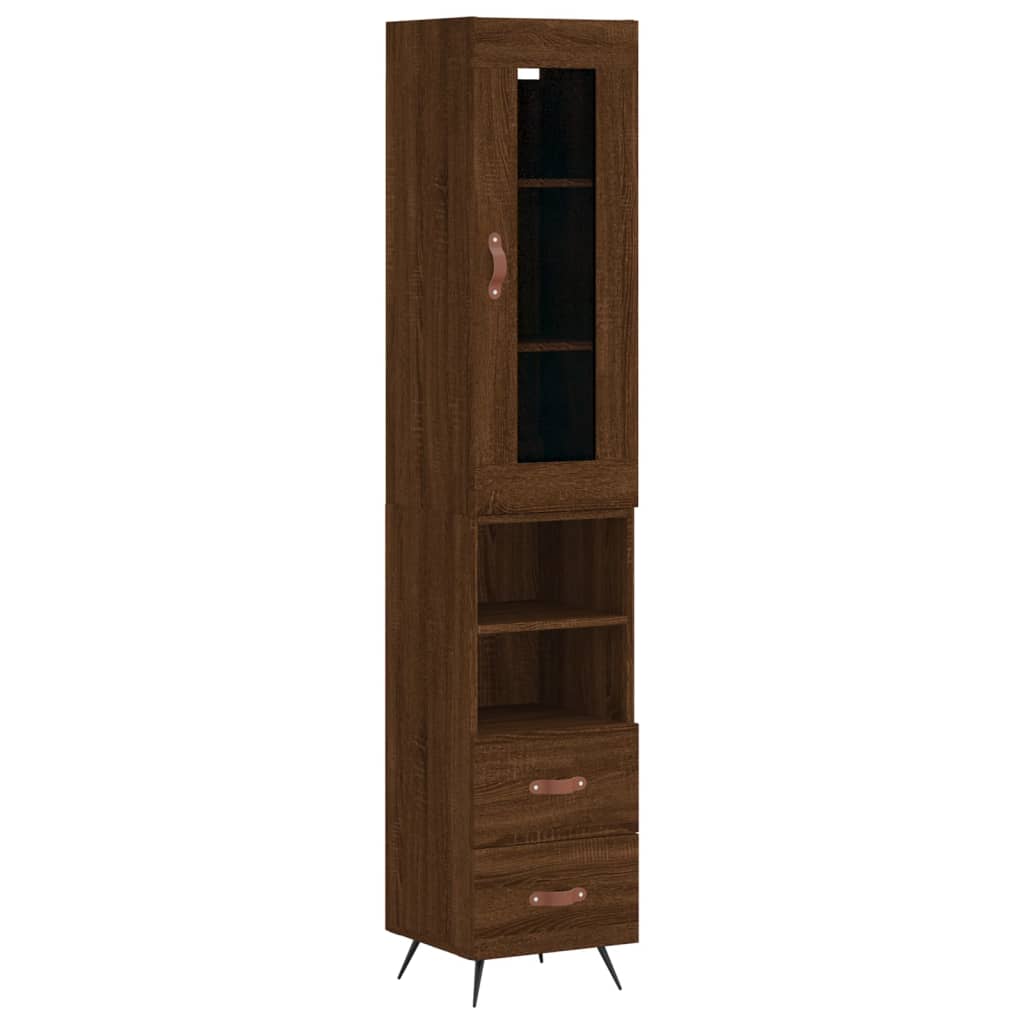 Highboard Brown Oak 34.5x34x180 cm Engineered Wood