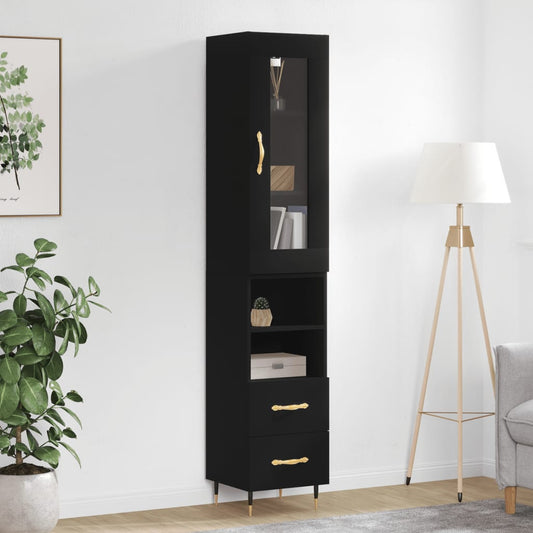 Highboard Black 34.5x34x180 cm Engineered Wood