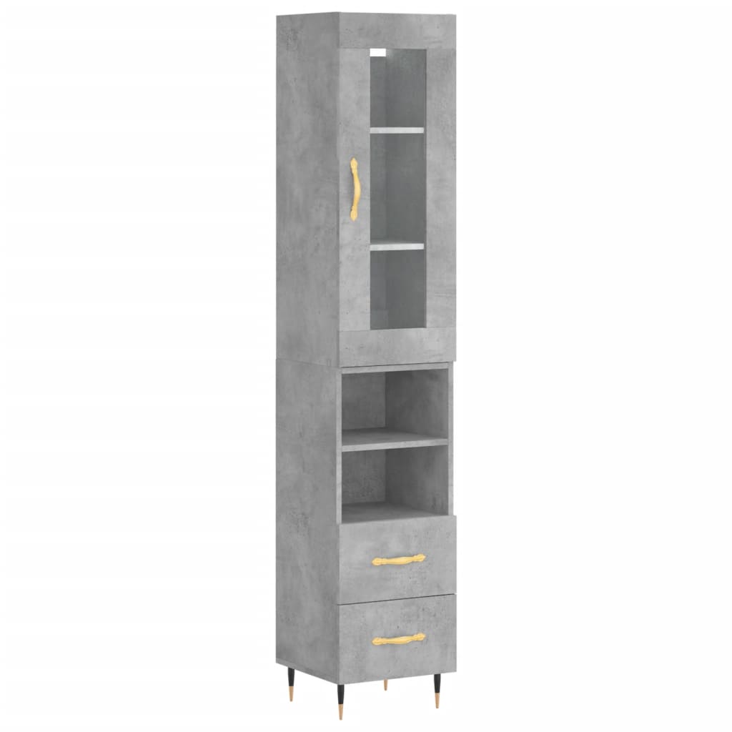 Highboard Concrete Grey 34.5x34x180 cm Engineered Wood