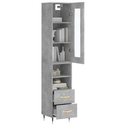 Highboard Concrete Grey 34.5x34x180 cm Engineered Wood