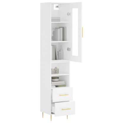 Highboard White 34.5x34x180 cm Engineered Wood