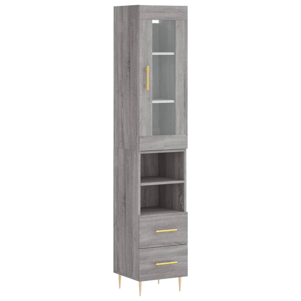 Highboard Grey Sonoma 34.5x34x180 cm Engineered Wood