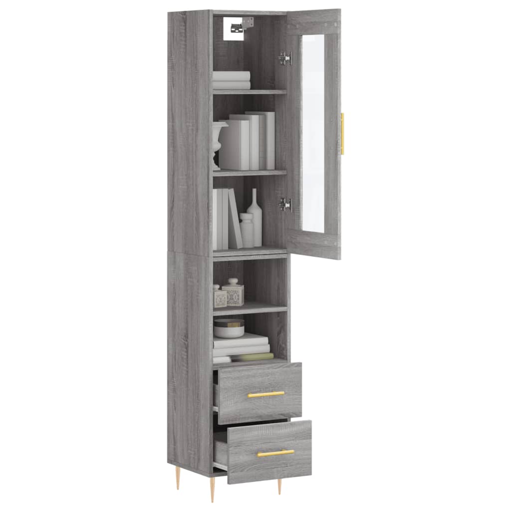 Highboard Grey Sonoma 34.5x34x180 cm Engineered Wood