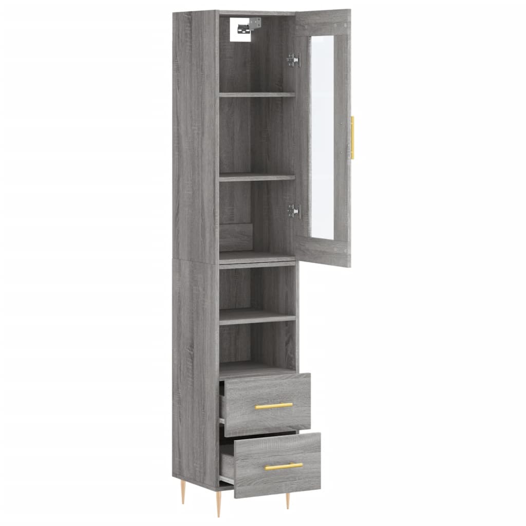 Highboard Grey Sonoma 34.5x34x180 cm Engineered Wood