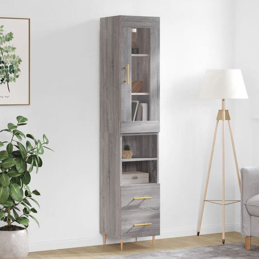 Highboard Grey Sonoma 34.5x34x180 cm Engineered Wood