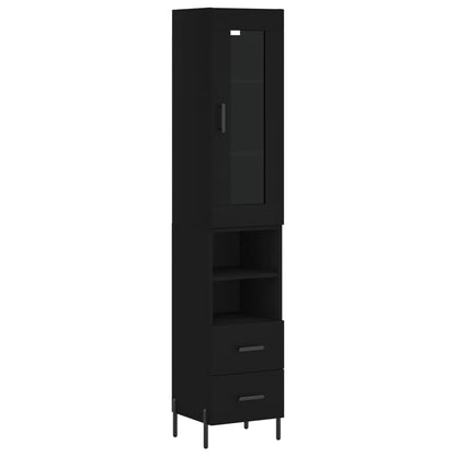 Highboard Black 34.5x34x180 cm Engineered Wood