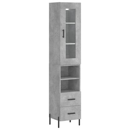 Highboard Concrete Grey 34.5x34x180 cm Engineered Wood