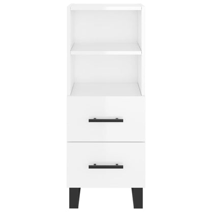 Highboard High Gloss White 34.5x34x180 cm Engineered Wood