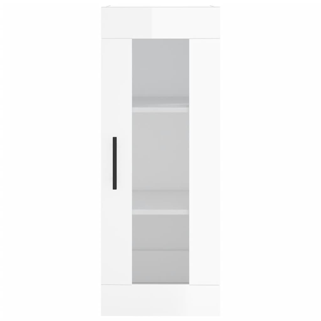 Highboard High Gloss White 34.5x34x180 cm Engineered Wood