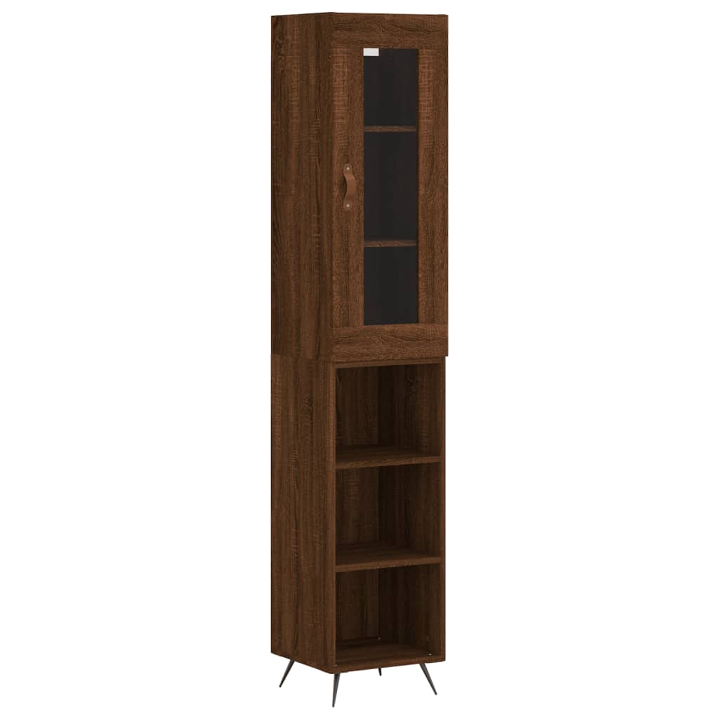 Highboard Brown Oak 34.5x34x180 cm Engineered Wood