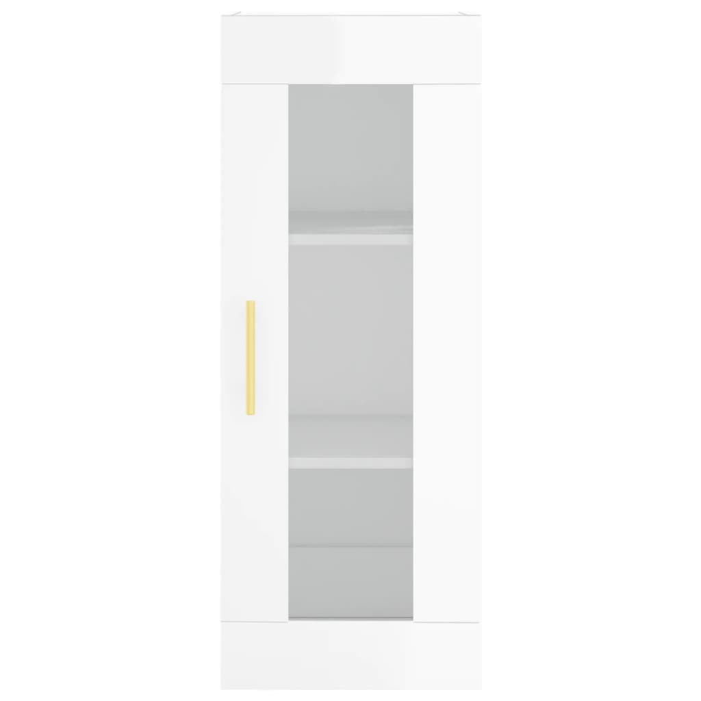 Highboard High Gloss White 34.5x34x180 cm Engineered Wood