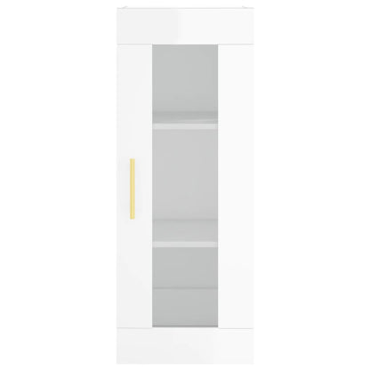 Highboard High Gloss White 34.5x34x180 cm Engineered Wood