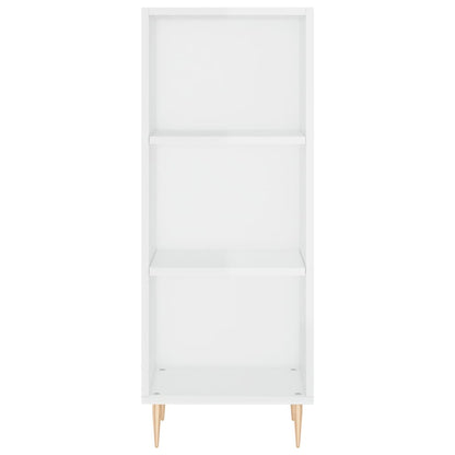 Highboard High Gloss White 34.5x34x180 cm Engineered Wood