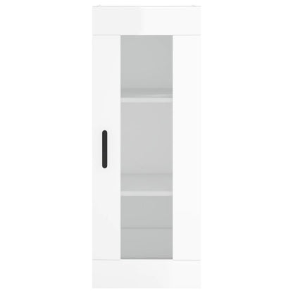 Highboard High Gloss White 34.5x34x180 cm Engineered Wood