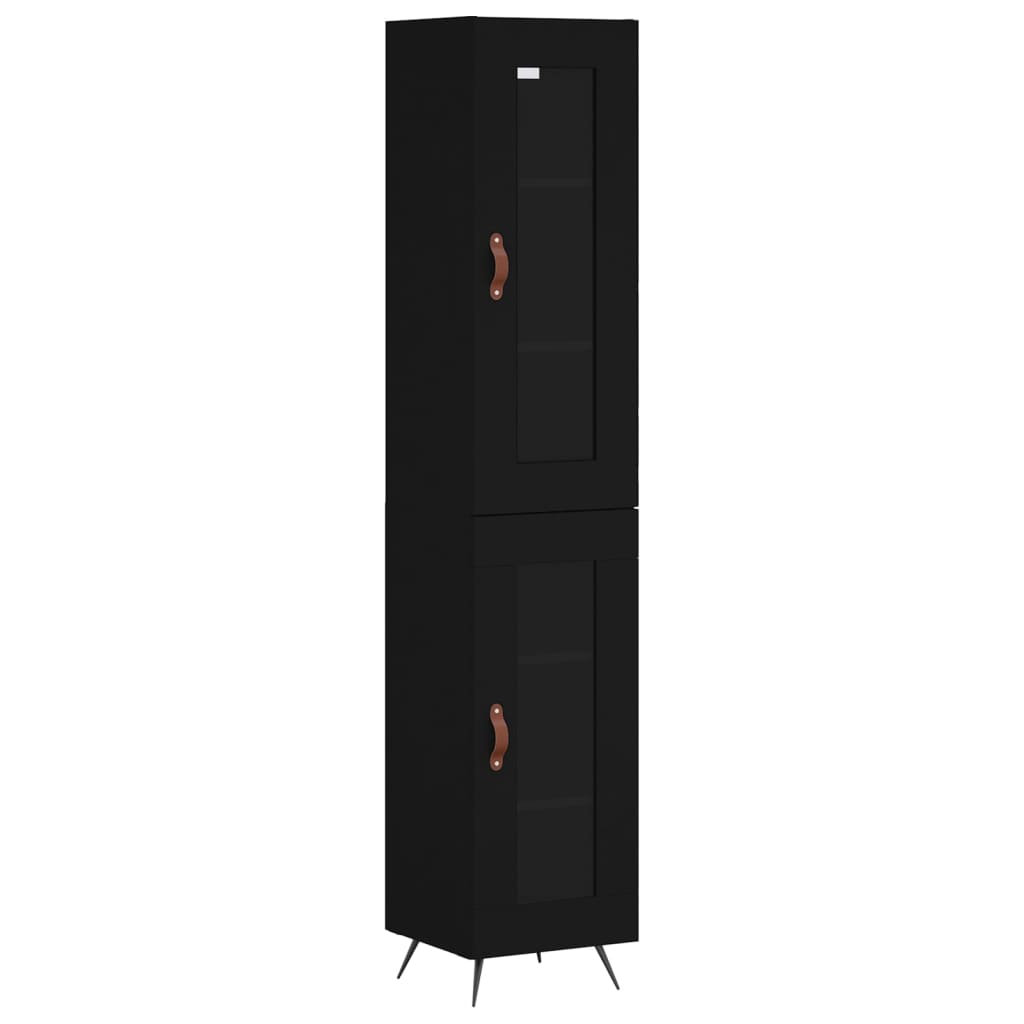 Highboard Black 34.5x34x180 cm Engineered Wood