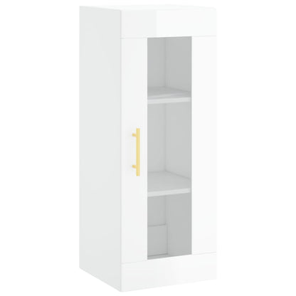 Highboard High Gloss White 34.5x34x180 cm Engineered Wood