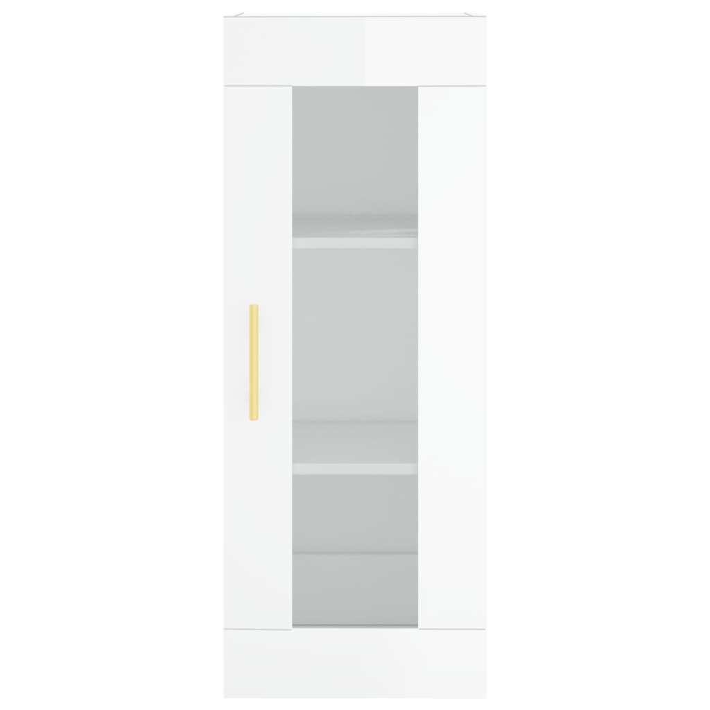 Highboard High Gloss White 34.5x34x180 cm Engineered Wood