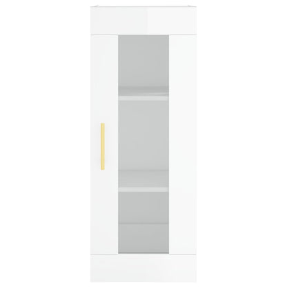 Highboard High Gloss White 34.5x34x180 cm Engineered Wood