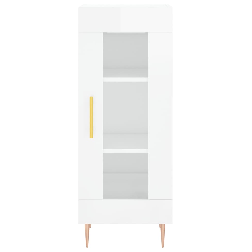 Highboard High Gloss White 34.5x34x180 cm Engineered Wood