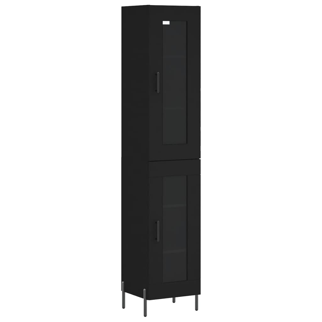 Highboard Black 34.5x34x180 cm Engineered Wood