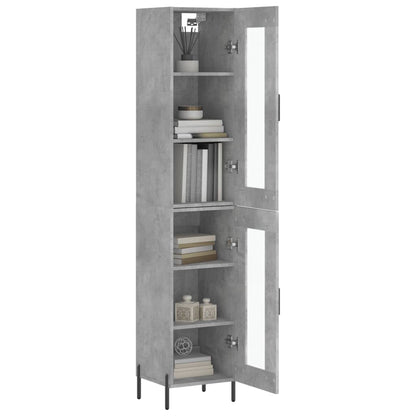 Highboard Concrete Grey 34.5x34x180 cm Engineered Wood