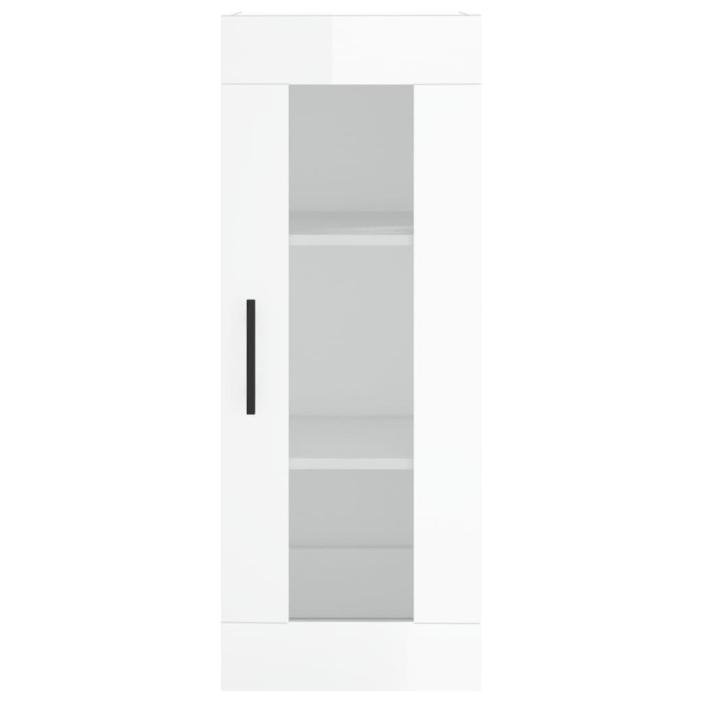 Highboard High Gloss White 34.5x34x180 cm Engineered Wood