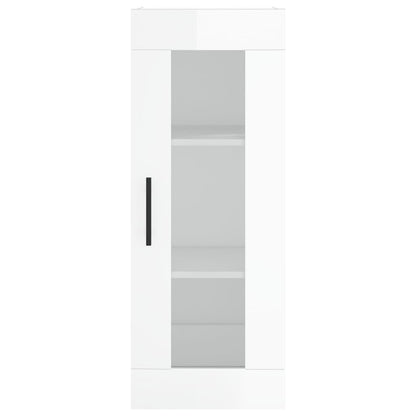 Highboard High Gloss White 34.5x34x180 cm Engineered Wood