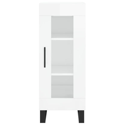 Highboard High Gloss White 34.5x34x180 cm Engineered Wood