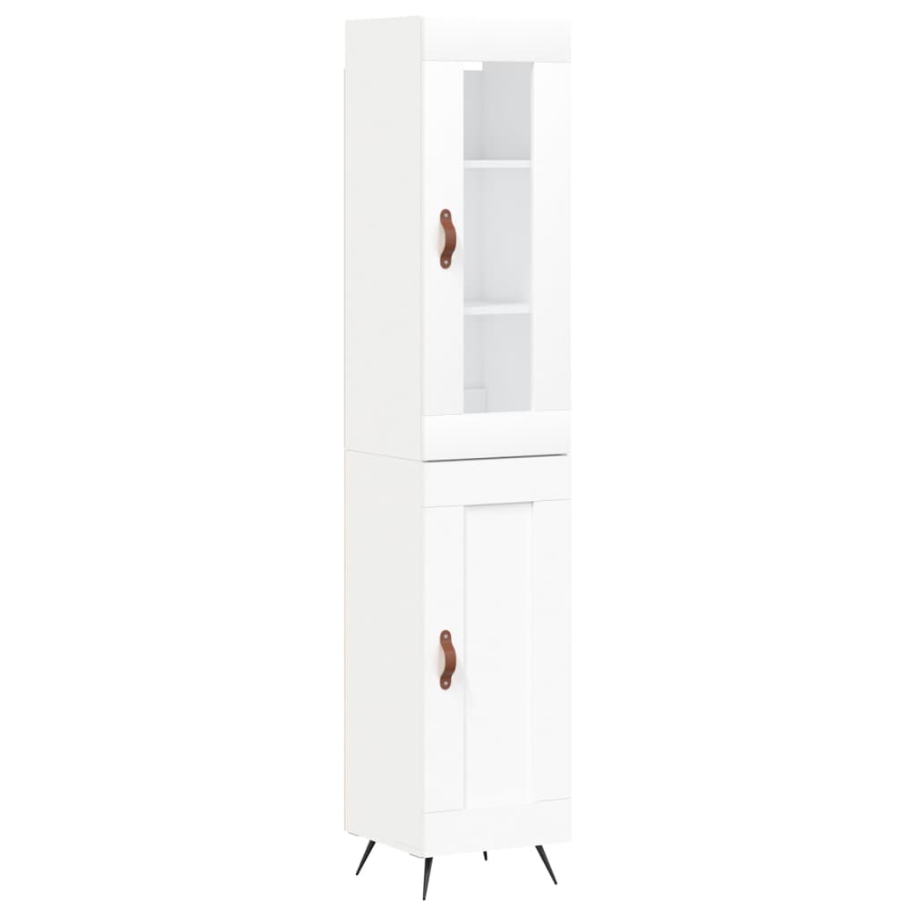 Highboard White 34.5x34x180 cm Engineered Wood