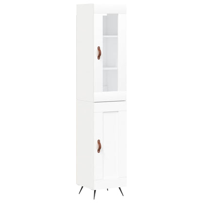 Highboard White 34.5x34x180 cm Engineered Wood