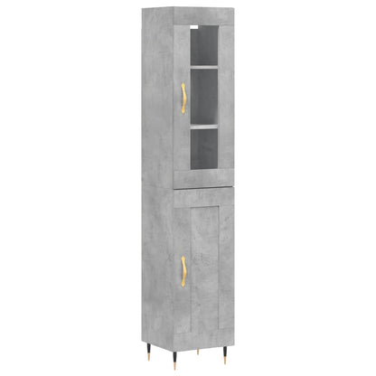 Highboard Concrete Grey 34.5x34x180 cm Engineered Wood