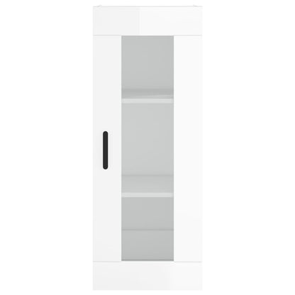 Highboard High Gloss White 34.5x34x180 cm Engineered Wood