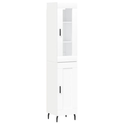 Highboard White 34.5x34x180 cm Engineered Wood