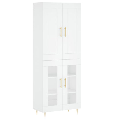 Highboard White 69.5x34x180 cm Engineered Wood