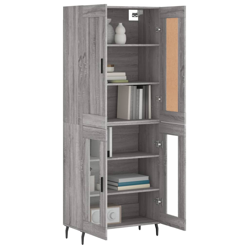 Highboard Grey Sonoma 69.5x34x180 cm Engineered Wood