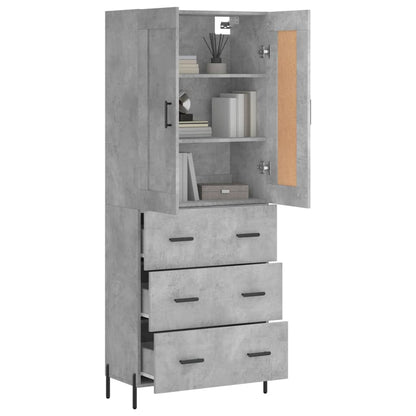 Highboard Concrete Grey 69.5x34x180 cm Engineered Wood