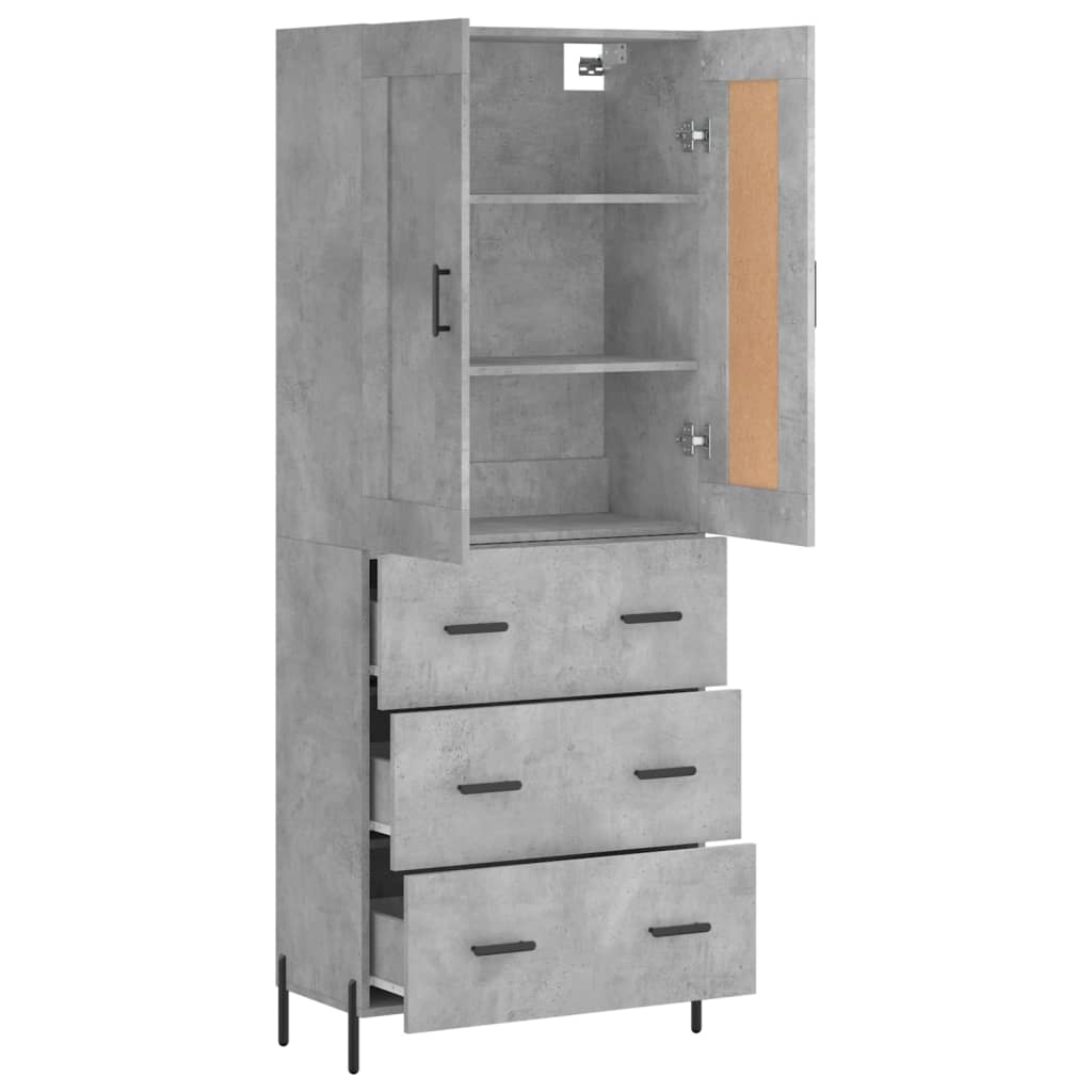 Highboard Concrete Grey 69.5x34x180 cm Engineered Wood