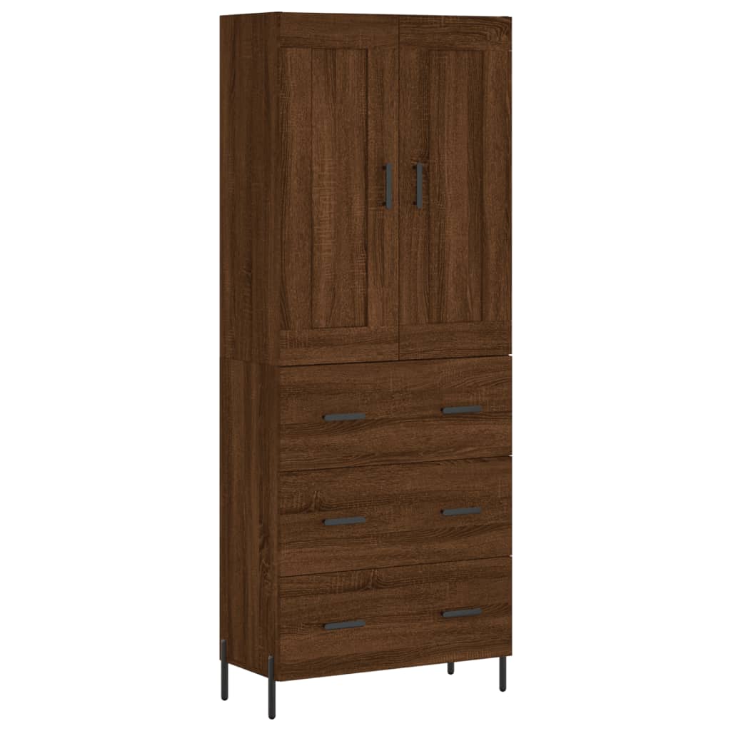 Highboard Brown Oak 69.5x34x180 cm Engineered Wood